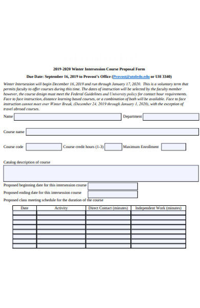 winter intersession course proposal form