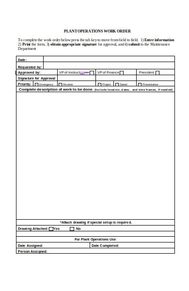 work order process form