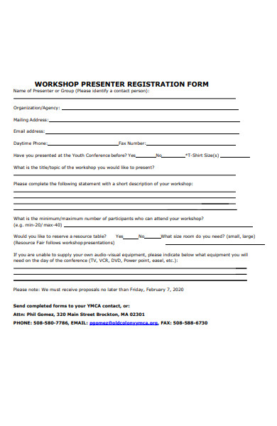 workshop presenter registration form