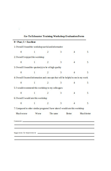 workshop training evaluation form 