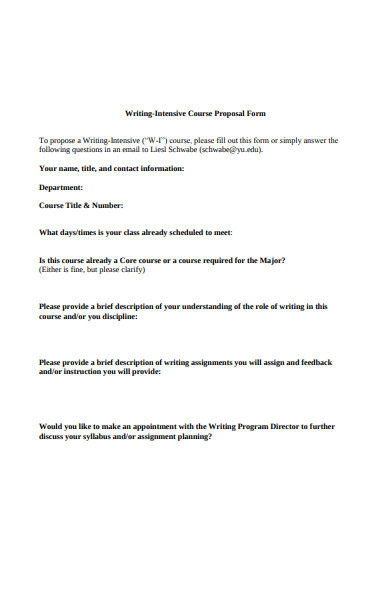 writing intensive course proposal form