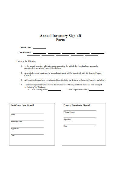 annual inventory sign off form