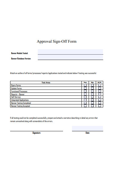 Approval Sign Off Template