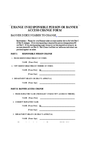 banner access change form