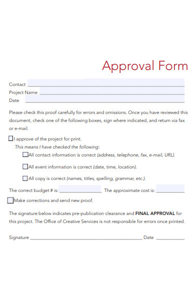 FREE 51  Approval Forms in PDF Ms Word Excel