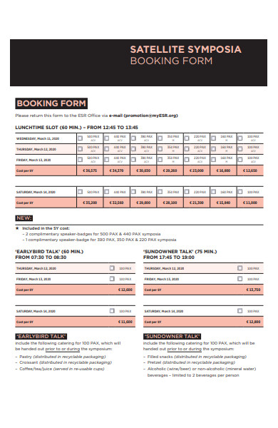 FREE 49+ Booking Form Samples, PDF, MS Word, Google Docs, Excel