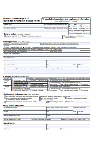 business change of status form