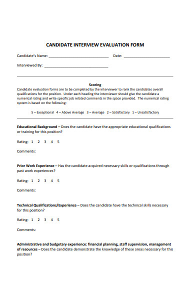 candidate interview evaluation form