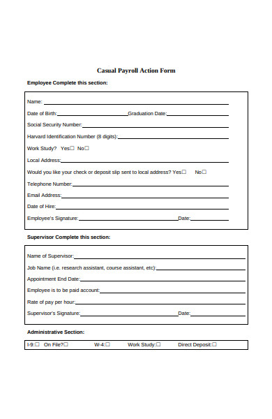 casual payroll action form