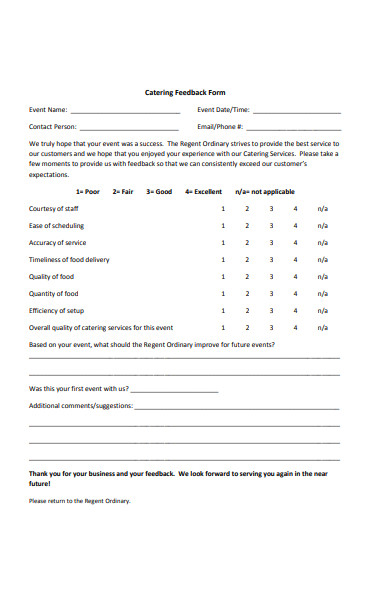 catering feedback form