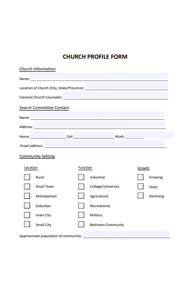 church profile form