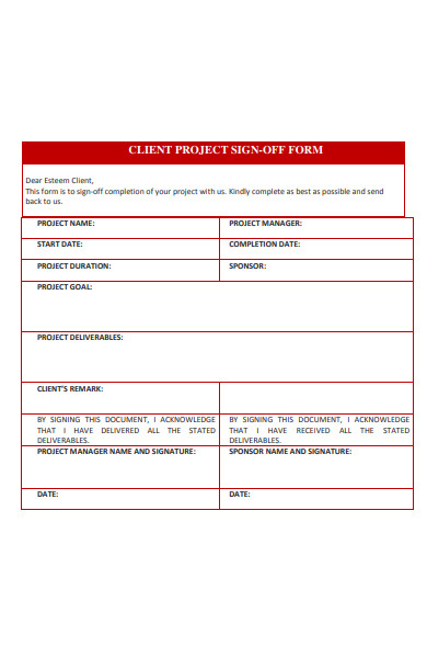 client project sign off form