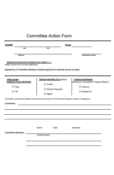 committee action form