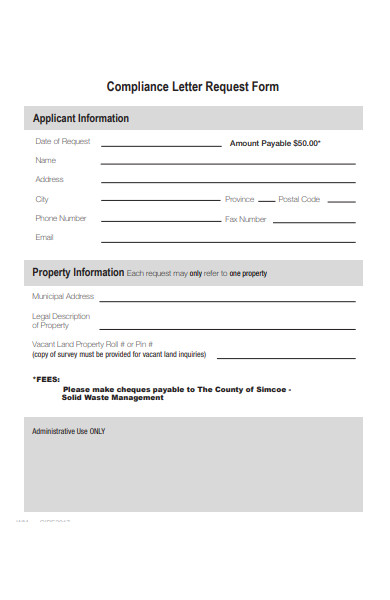 compliance letter request form