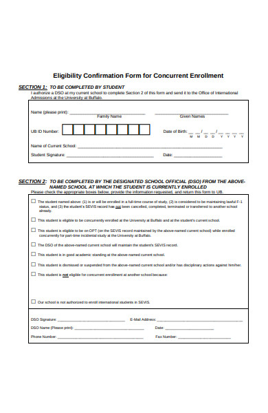 concurrent enrollment confirmation form