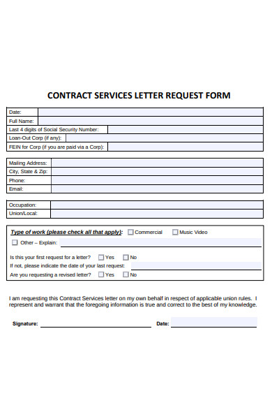 contract services letter request form