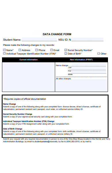 data change form