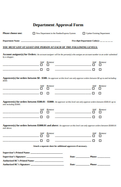 department approval form