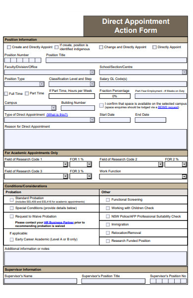 direct appointment action form