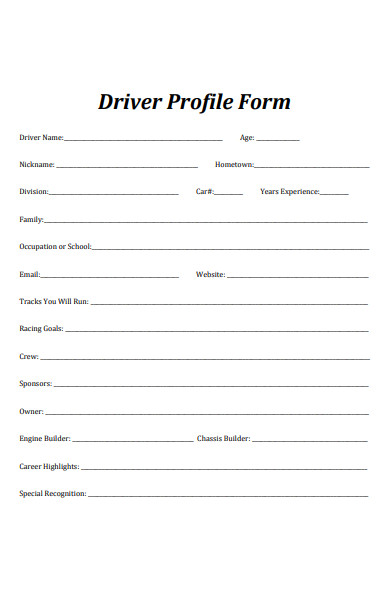 driver profile form