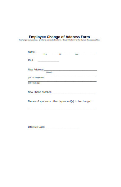 employee change of address form