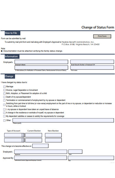 FREE 51+ Change of Status Forms in PDF | MS Word