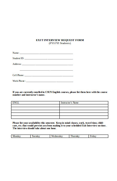 exit interview request form