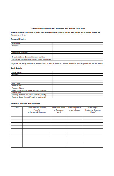 external recruitment travel expense form