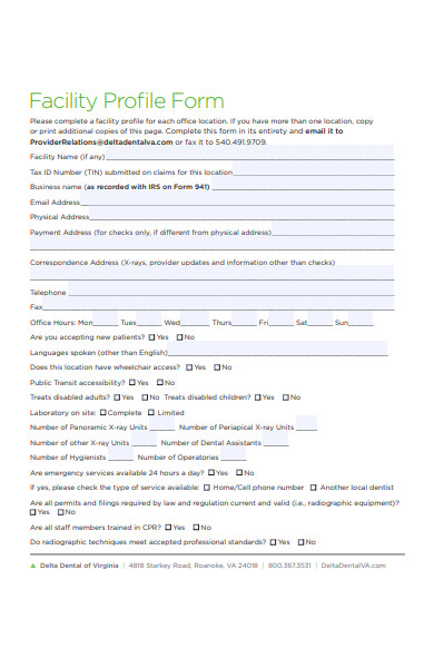 facility profile form