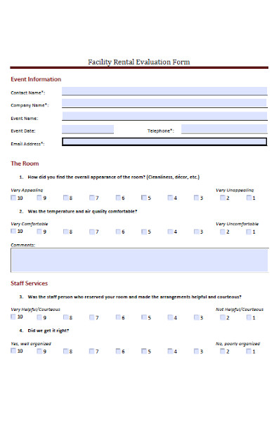 facility rental feedback form