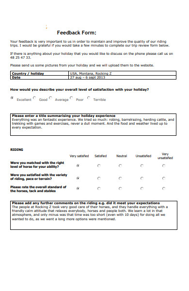 food feedback form