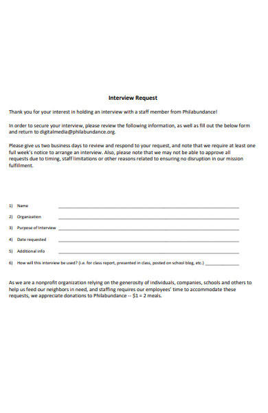 formal interview request form