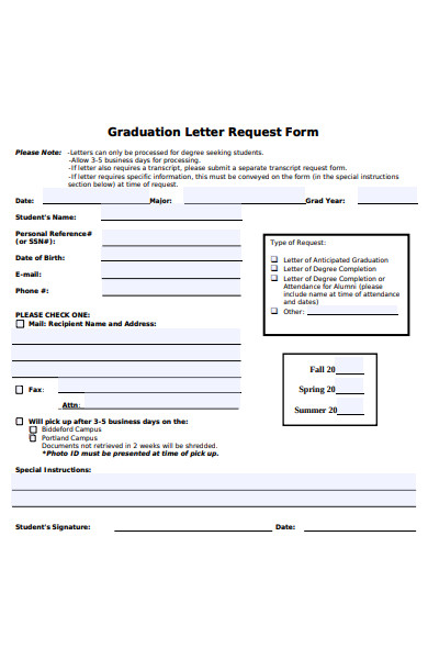 graduation letter request form
