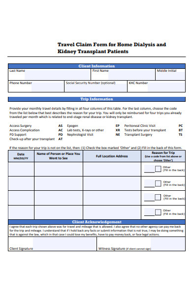 afa corporate travel claim form