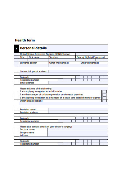health declaration form