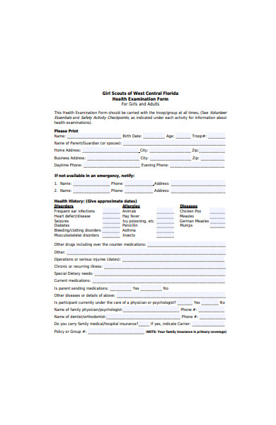 health examination form