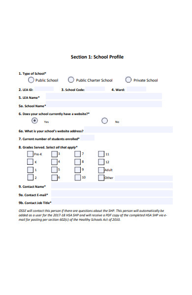 health profile form