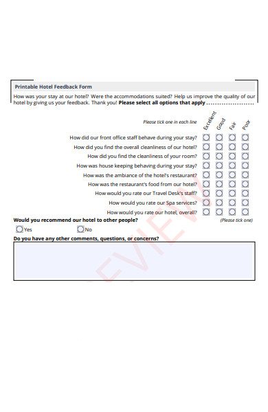 hotel feedback form