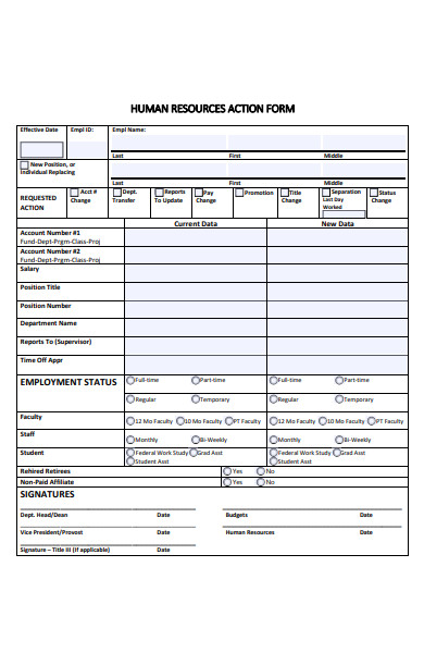 human resources action form
