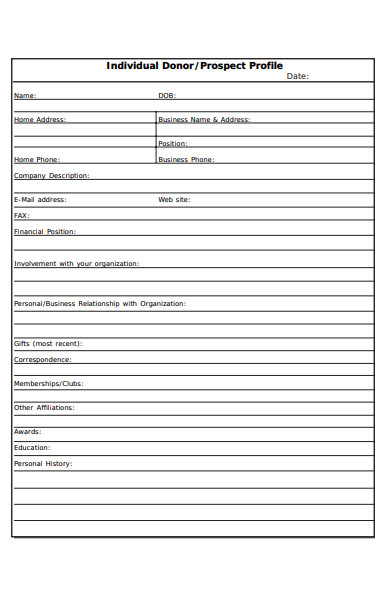 individual donor profile form