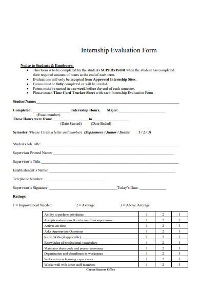 internship employer evaluation form