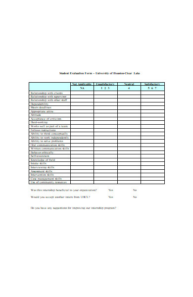 internship evaluation report form