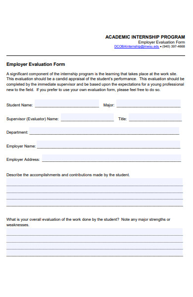 internship program evaluation form