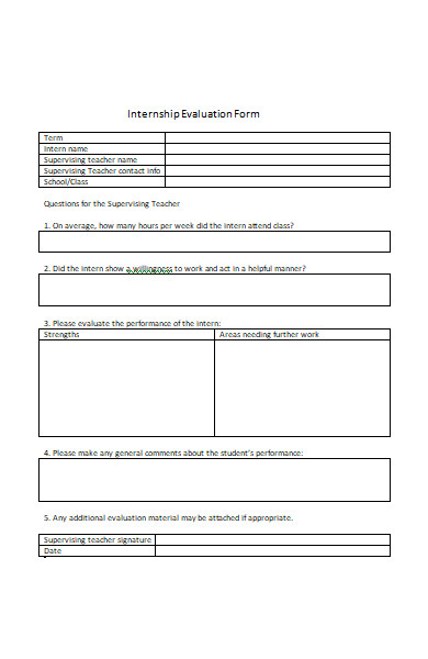 internship term evaluation form