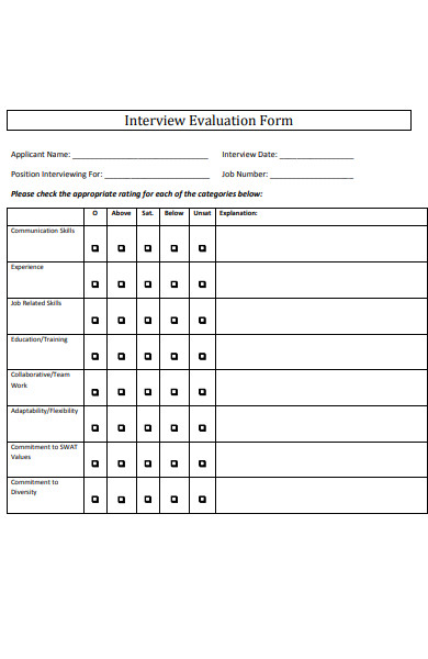 interview applicant evaluation form