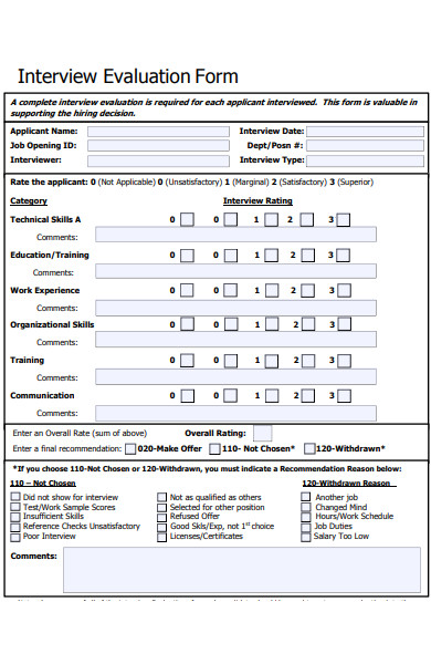 interview rating evaluation form