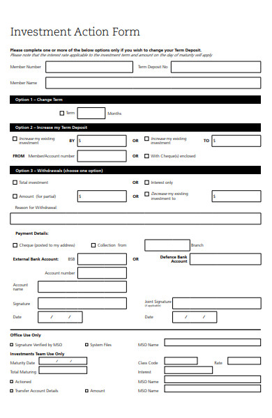investment action form