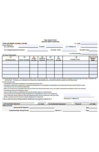 key action form