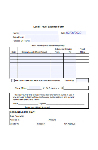 FREE 33+ Sample Travel Expense Forms in PDF | Ms Word
