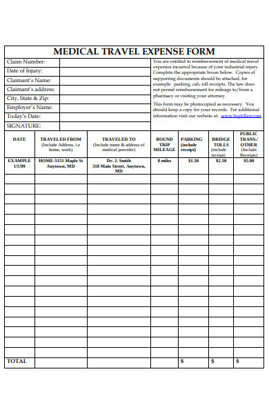 Free 33 Sample Travel Expense Forms In Pdf Ms Word 1265